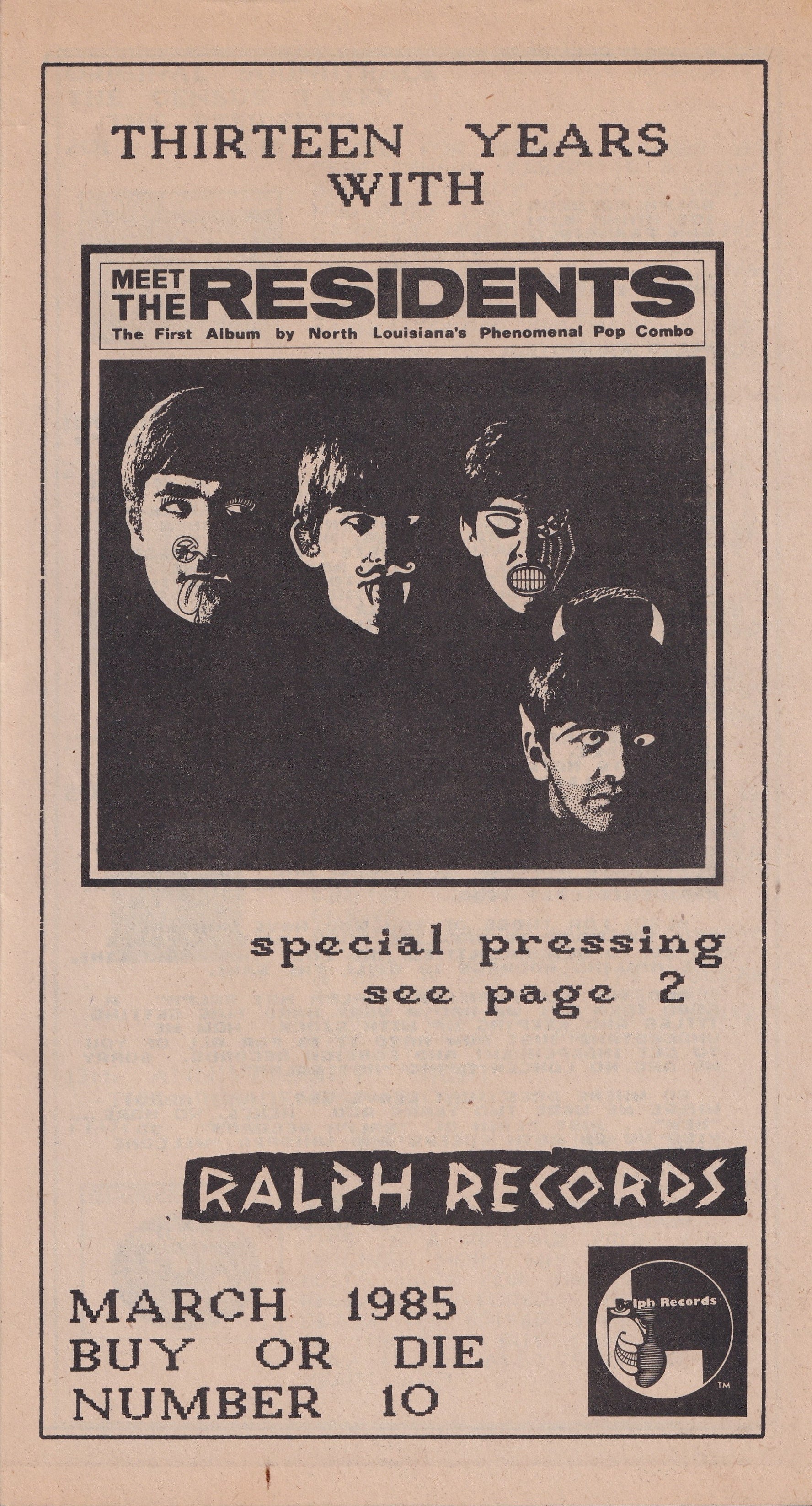Ralph Records BUY OR DIE Catalog No. 10 The Residents Official