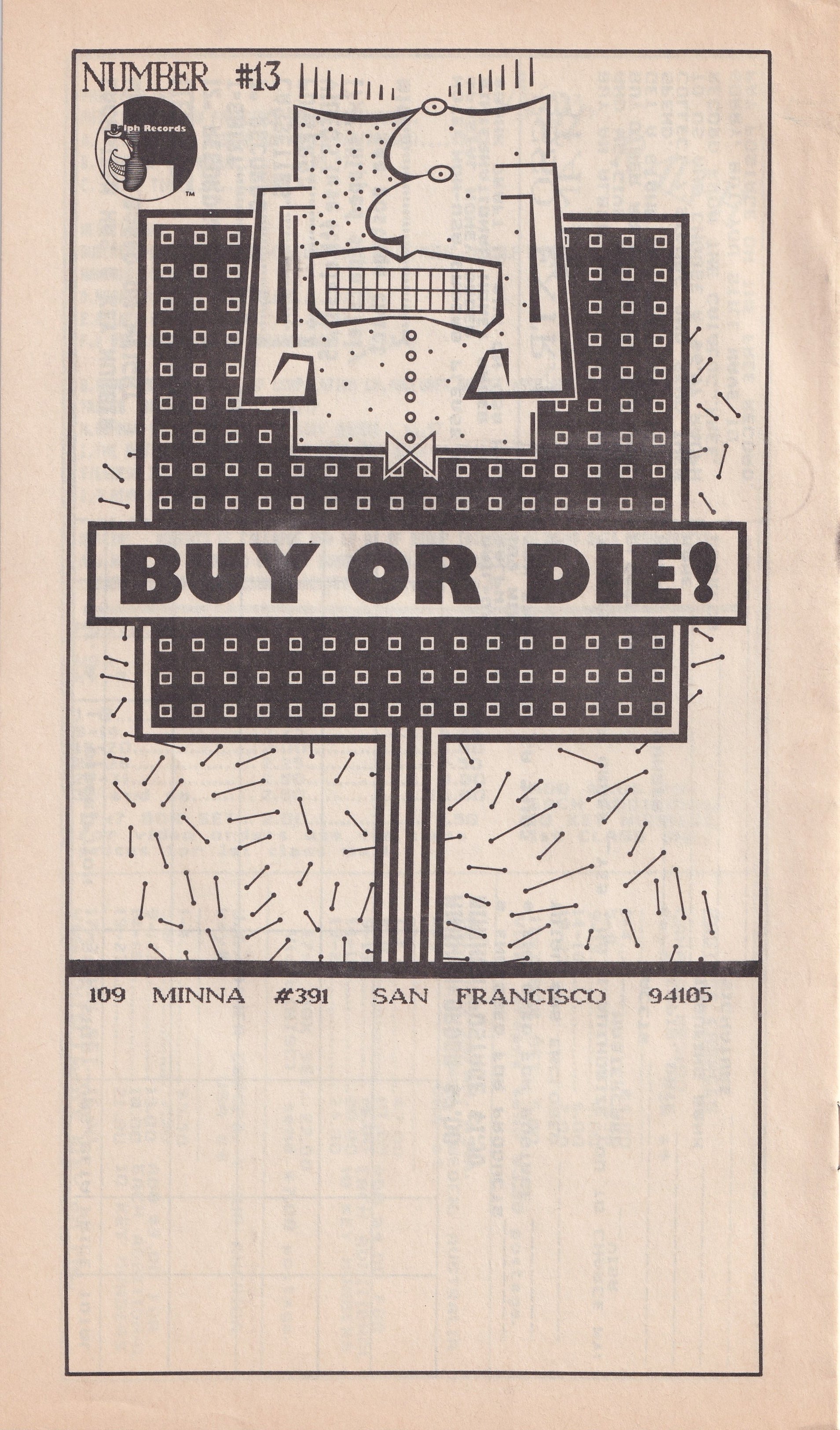 Ralph Records BUY OR DIE Catalog No. 13 The Residents Official