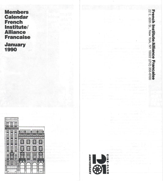 French Institute-Alliance 1990 Calendar with CUBE-E