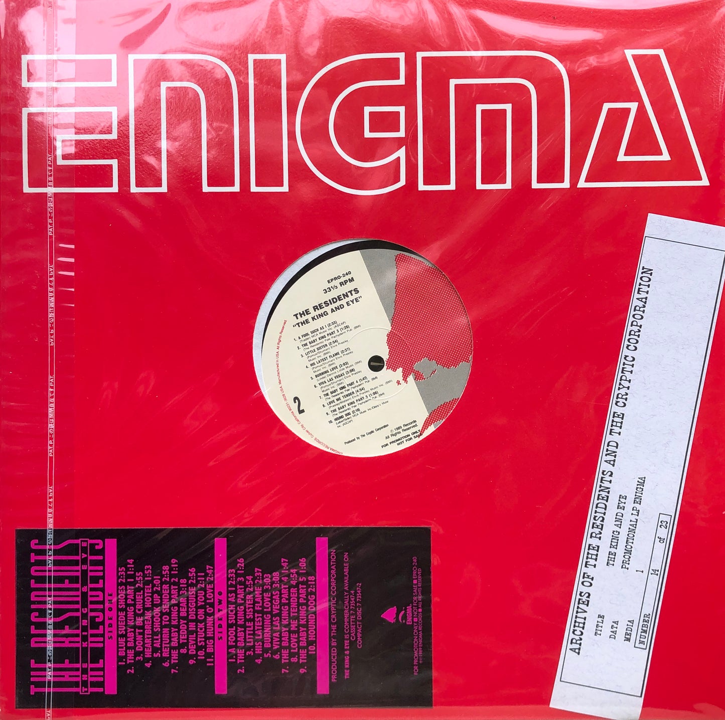 The King & Eye Promotional LP From Enigma