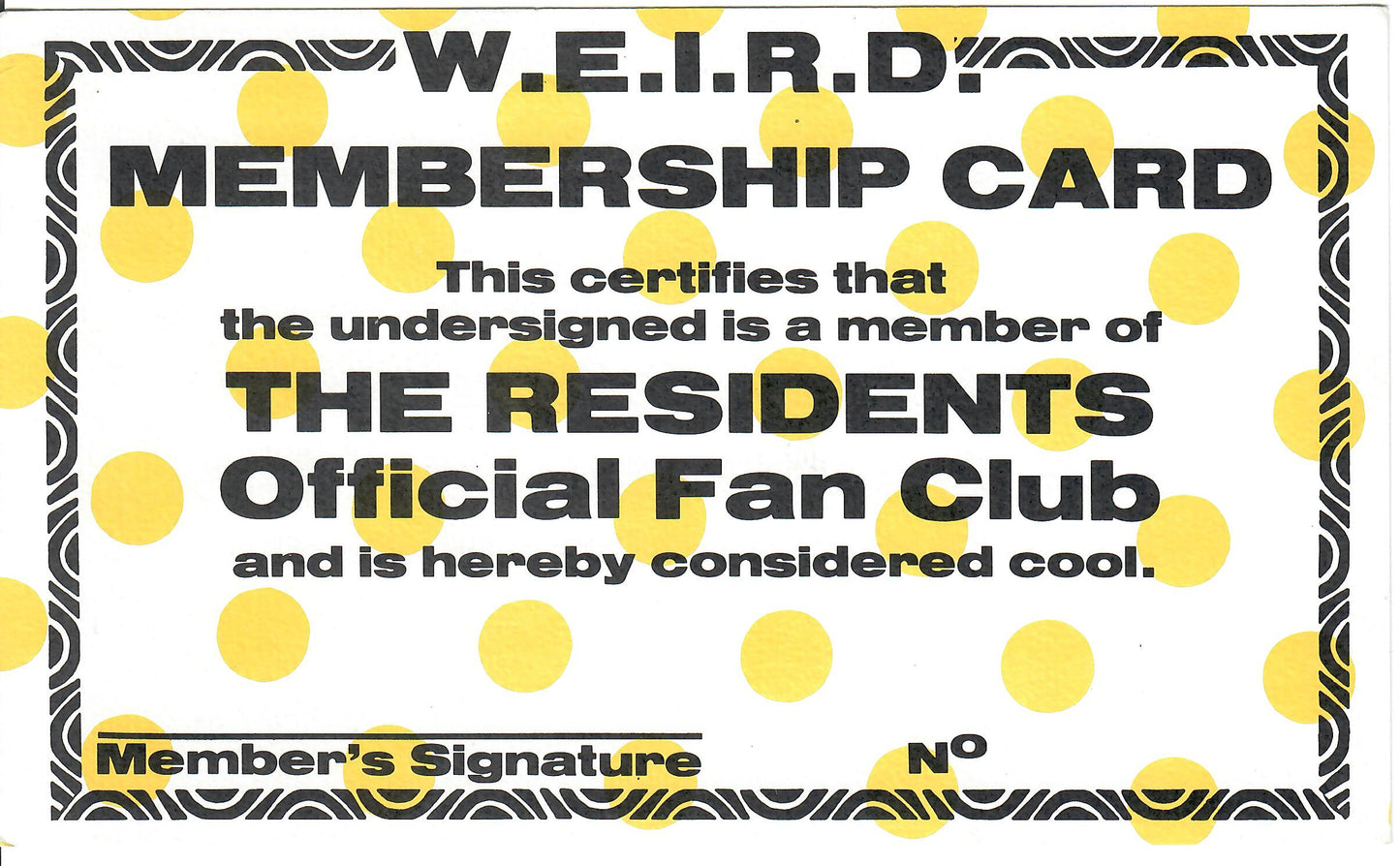 Blank W.E.I.R.D. Membership Card