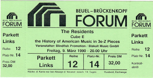 Unused Ticket from the CUBE-E Show March 9th 1990